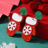 Wholesale Acrylic Geometric Christmas Cartoon Mini Snowman Christmas Tree Boots Gloves Snowflake Earrings For Women