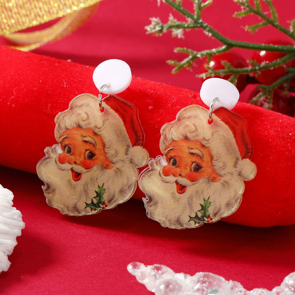 Wholesale Acrylic Geometric Christmas Earrings With Vintage Style And Festival Elements