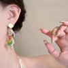 Wholesale Acrylic Geometric Disc Tassel Earrings For Women With Electroplating And Sweet Style