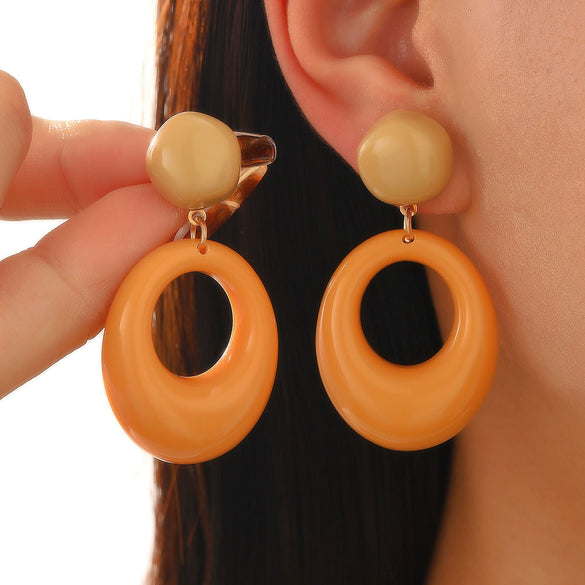 Wholesale Acrylic Geometric Dripping Oil Style Hoop Earrings For Women
