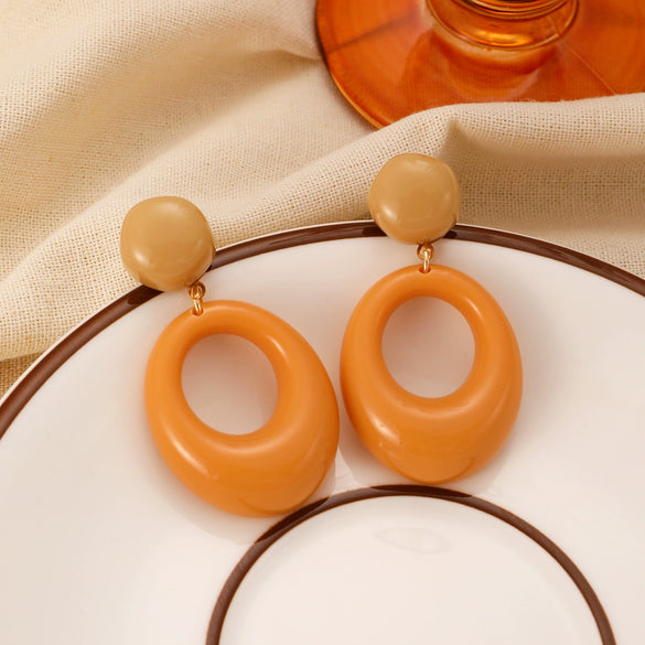 Wholesale Acrylic Geometric Dripping Oil Style Hoop Earrings For Women
