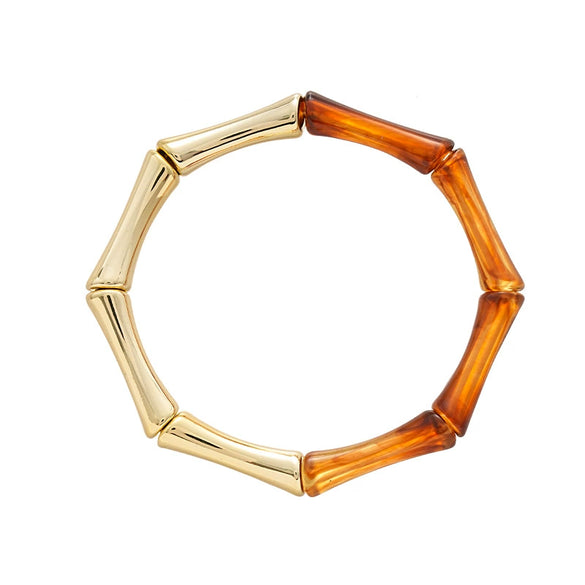 Wholesale Acrylic Geometric Electroplated Bamboo Bracelet For Women Maillard Style Natural Fashionable Simple Highend Temperament Niche