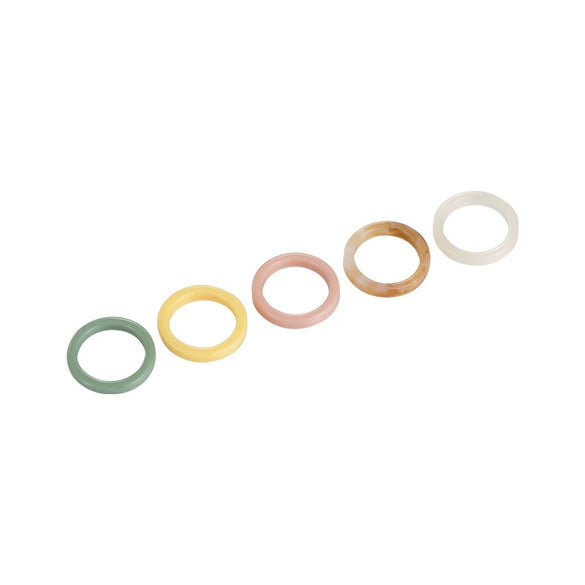 Wholesale Acrylic Geometric Fivepiece Ring Set New Ins Fashionable Small Fresh Candy Color For Women