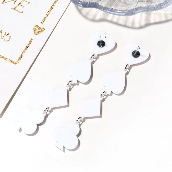 Wholesale Acrylic Geometric Poker Peach Heart Square Plum Long Earrings For Women