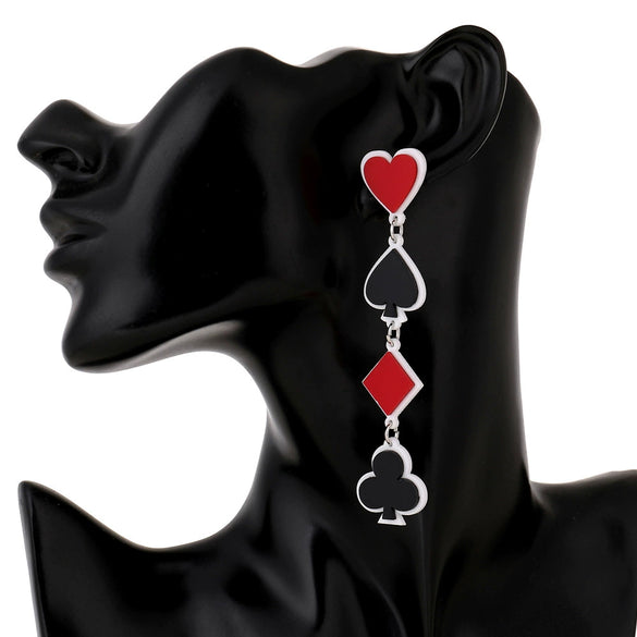 Wholesale Acrylic Geometric Poker Peach Heart Square Plum Long Earrings For Women