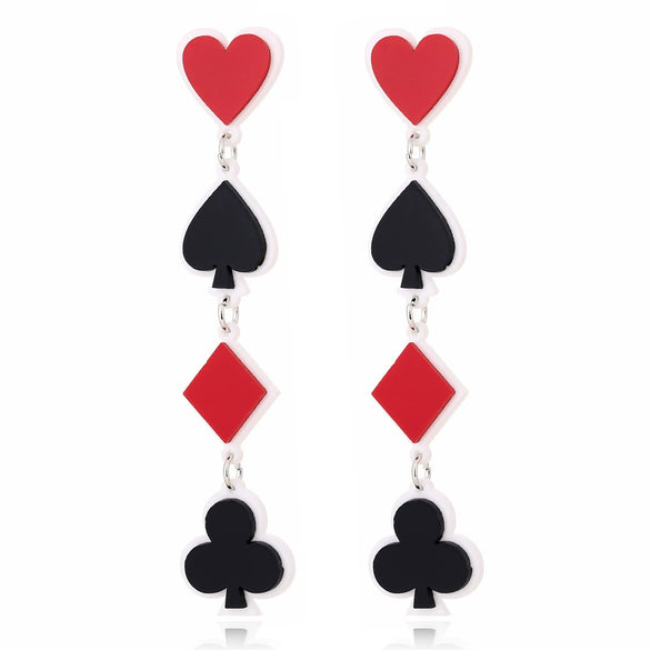 Wholesale Acrylic Geometric Poker Peach Heart Square Plum Long Earrings For Women