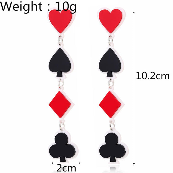 Wholesale Acrylic Geometric Poker Peach Heart Square Plum Long Earrings For Women