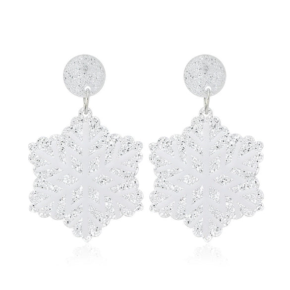 Wholesale Acrylic Geometric Snowflake Printing Christmas Earrings For Women