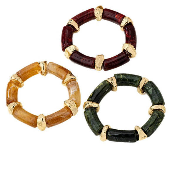 Wholesale Acrylic Gradient Circular Patchwork Alloy Electroplated Exaggerated Geometric Bracelet Jewelry Accessories