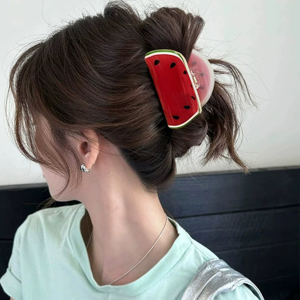 Wholesale Acrylic Handmade Fruit Lemon Style Hair Grab Clip For Women
