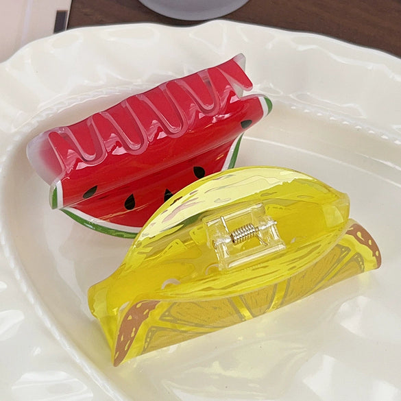 Wholesale Acrylic Handmade Fruit Lemon Style Hair Grab Clip For Women