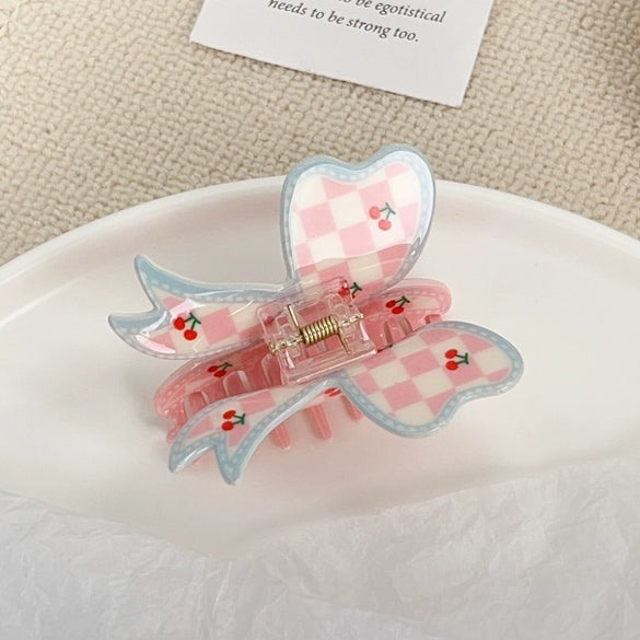 Wholesale Acrylic Handmade Lovely Dopamine Bow Grab Clip Headwear For Women