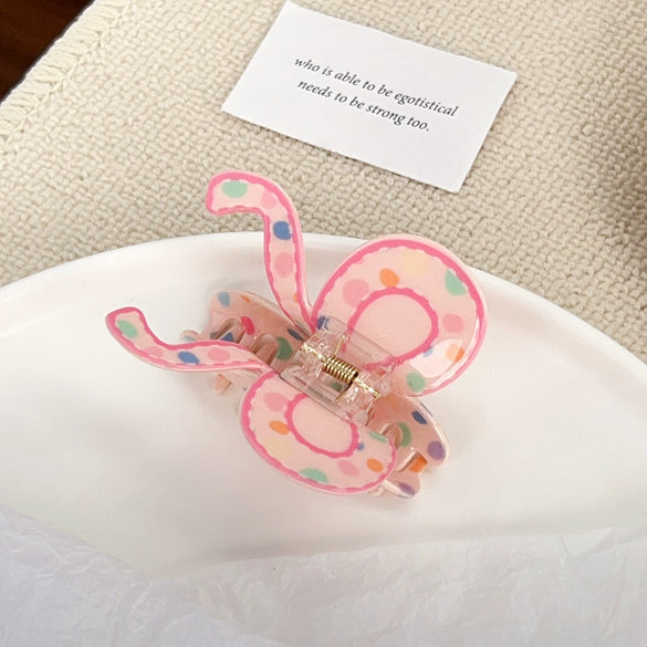 Wholesale Acrylic Handmade Lovely Dopamine Bow Grab Clip Headwear For Women