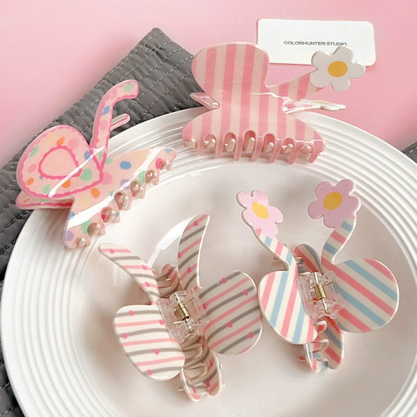 Wholesale Acrylic Handmade Lovely Dopamine Bow Grab Clip Headwear For Women