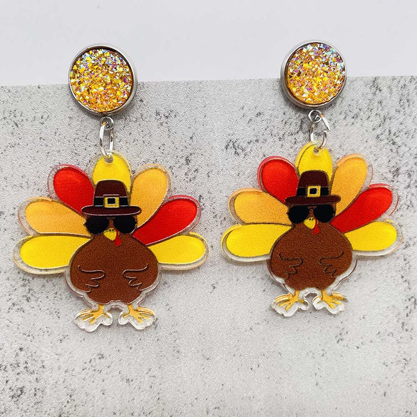 Wholesale Acrylic Handmade Turkey Asymmetric Pendant Earrings With Cartoon Characters And Geometric Patterns For Women