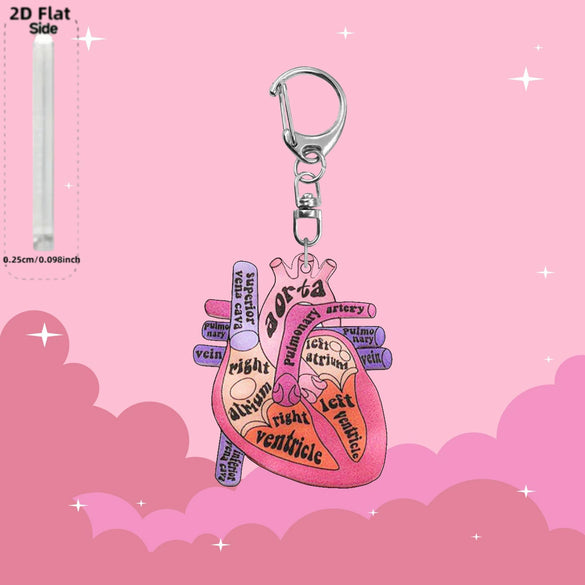 Wholesale Acrylic Heart Keychain With Nurse Theme Creative Cartoon Simulation Printing Process Bag Charm Gift