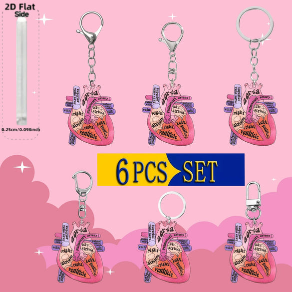 Wholesale Acrylic Heart Keychain With Nurse Theme Creative Cartoon Simulation Printing Process Bag Charm Gift