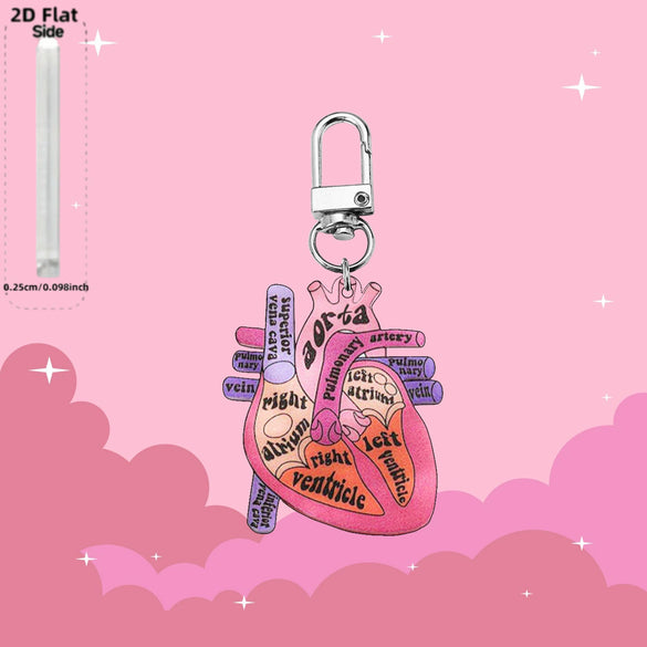 Wholesale Acrylic Heart Keychain With Nurse Theme Creative Cartoon Simulation Printing Process Bag Charm Gift