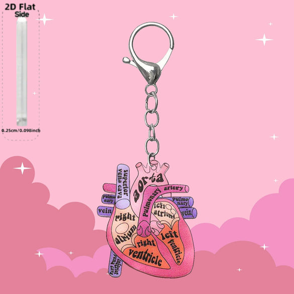 Wholesale Acrylic Heart Keychain With Nurse Theme Creative Cartoon Simulation Printing Process Bag Charm Gift