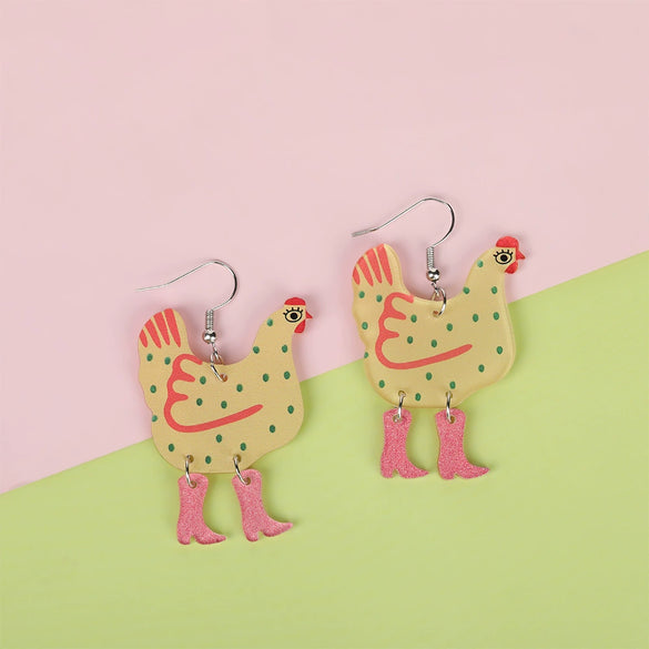 Wholesale Acrylic Hen Shape Geometric Printing Women's Earrings