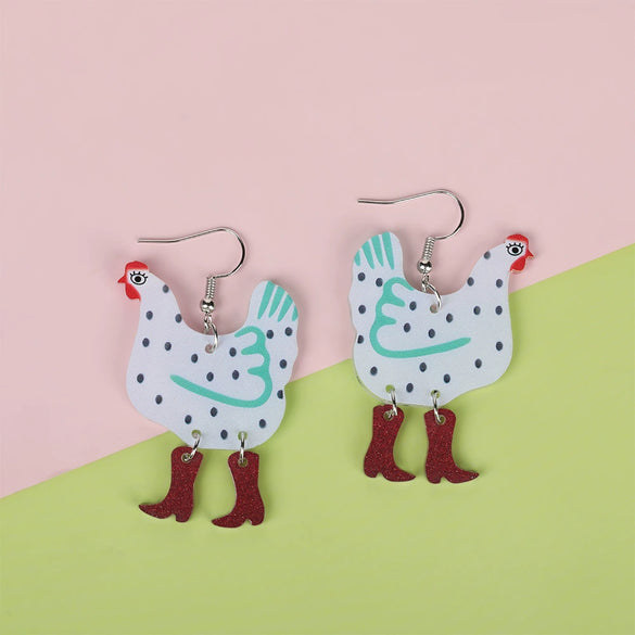 Wholesale Acrylic Hen Shape Geometric Printing Women's Earrings