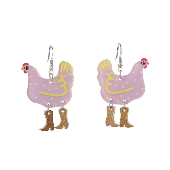 Wholesale Acrylic Hen Shape Geometric Printing Women's Earrings