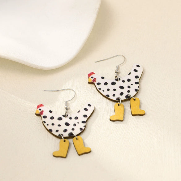 Wholesale Acrylic Hen Shape Geometric Printing Women's Earrings