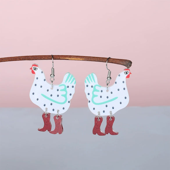Wholesale Acrylic Hen Shape Geometric Printing Women's Earrings