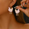 Wholesale Acrylic Hen Shape Geometric Printing Women's Earrings