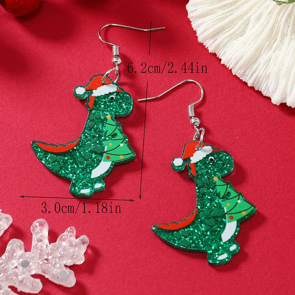 Wholesale Acrylic Jewelry Earrings With Geometric Pattern Uninlaid Fashion Style Christmas Themed With Cat And Small Dinosaur Shapes