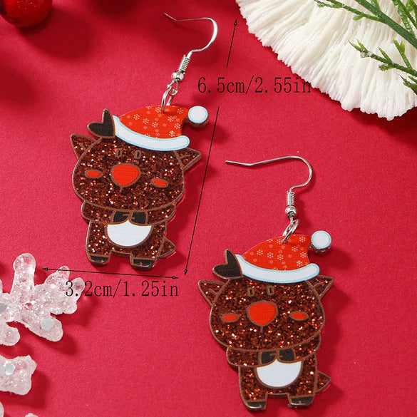 Wholesale Acrylic Jewelry Earrings With Geometric Pattern Uninlaid Fashion Style Christmas Themed With Cat And Small Dinosaur Shapes