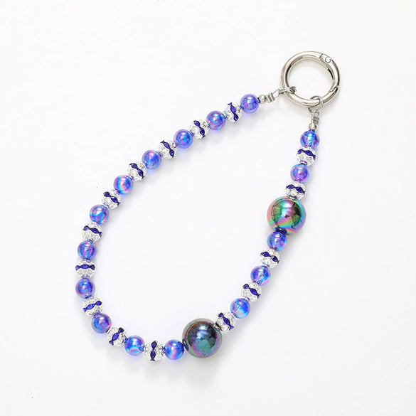 Wholesale Acrylic Light Luxury Solid Color Ab Beads Mobile Phone Pendant Electroplated Lanyard Wrist Strap
