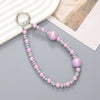 Wholesale Acrylic Light Luxury Solid Color Ab Beads Mobile Phone Pendant Electroplated Lanyard Wrist Strap