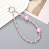 Wholesale Acrylic Light Luxury Solid Color Ab Beads Mobile Phone Pendant Electroplated Lanyard Wrist Strap