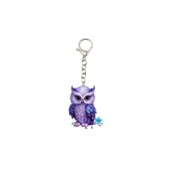 Wholesale Acrylic Owl Printed Ladies Keychain Accessories And Pendants