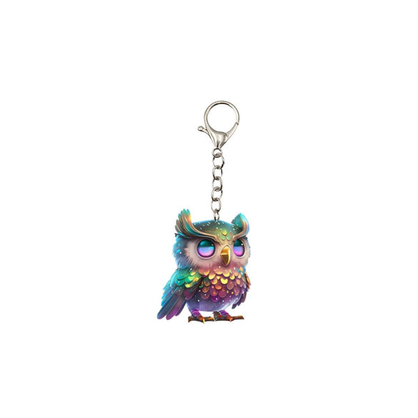 Wholesale Acrylic Owl Printed Ladies Keychain Accessories And Pendants
