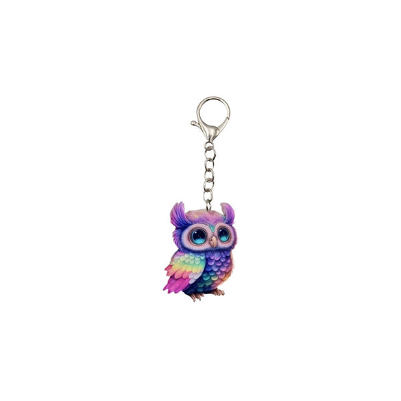 Wholesale Acrylic Owl Printed Ladies Keychain Accessories And Pendants