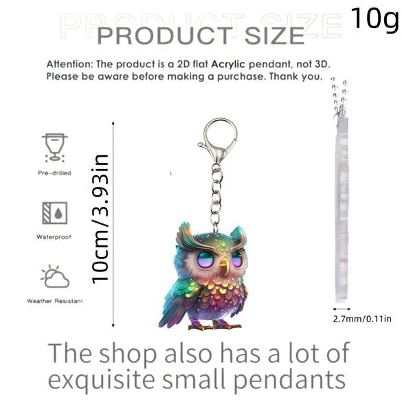 Wholesale Acrylic Owl Printed Ladies Keychain Accessories And Pendants