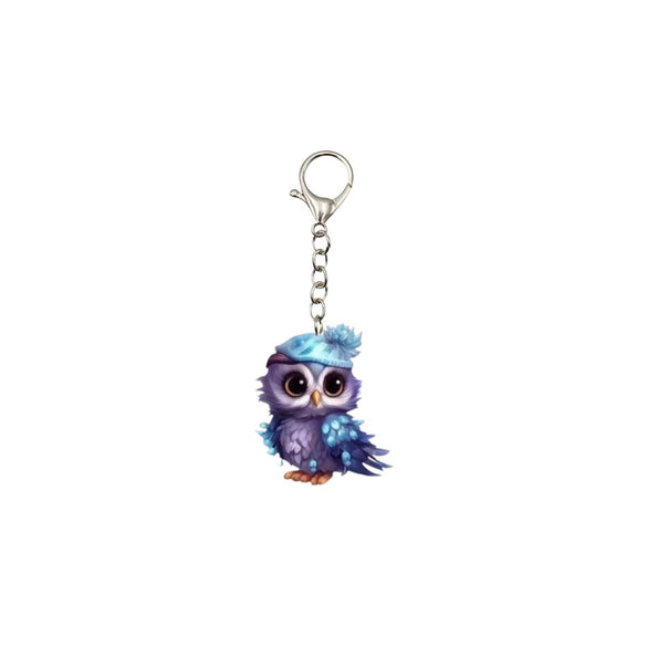 Wholesale Acrylic Owl Printed Ladies Keychain Accessories And Pendants