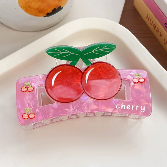 Wholesale Acrylic Printed Fruit Cartoon Style Square Hair Clips For Women