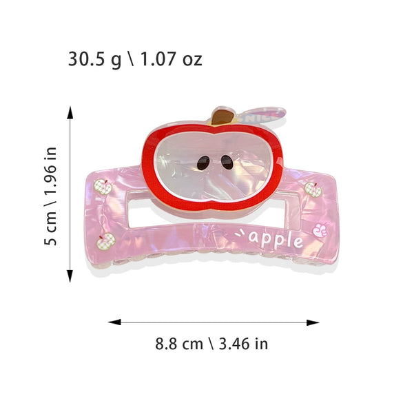 Wholesale Acrylic Printed Fruit Cartoon Style Square Hair Clips For Women
