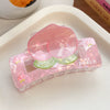 Wholesale Acrylic Printed Fruit Cartoon Style Square Hair Clips For Women
