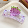 Wholesale Acrylic Printed Fruit Cartoon Style Square Hair Clips For Women