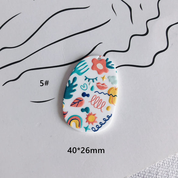 Wholesale Acrylic Printing Flower Relief Small Pendant Earrings Jewelry Accessories