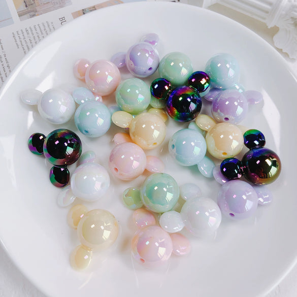 Wholesale Acrylic Resin Jewelry Accessories Simple Color Plated Loose Beads With Cartoon Characters