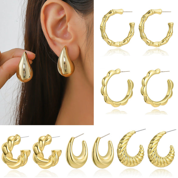 Wholesale Acrylic Simple Geometric Heart Ushape Drop Shape Electroplated Women's Earrings