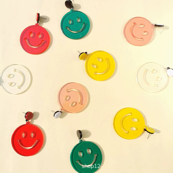 Wholesale Acrylic Smiley Face Earrings Creative Cute And Multi Colored Ear Jewelry In Cartoon Style
