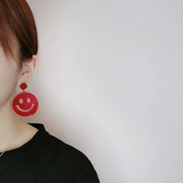 Wholesale Acrylic Smiley Face Earrings Creative Cute And Multi Colored Ear Jewelry In Cartoon Style