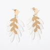 Wholesale Acrylic Stainless Steel Leaf Tassel Earrings 18K Goldplated Antifading