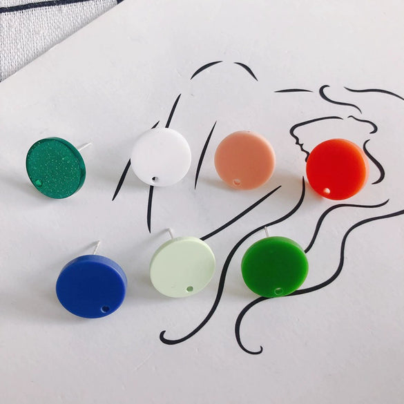 Wholesale Acrylic Stud Earrings Round Shape Solid Color Simple And Sweet Style Environmental Protection Treatment